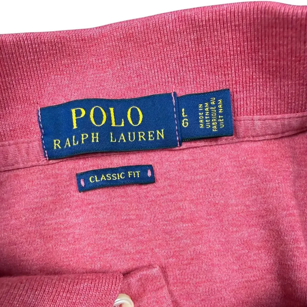 Polo Ralph Lauren Classic Fit Heather Red Polo Shirt Men's Large Preppy Cotton